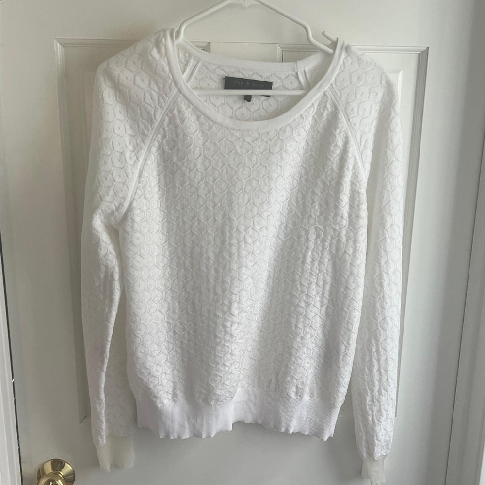 Rag & Bone White Textured Scoop-Neck Sweater size large